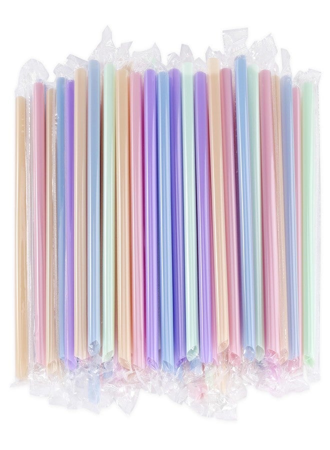 ONEYIM [Individually Wrapped] Disposable Plastic Smoothie Boba Straws - 9.45" Long 0.43" Wide Colorful Jumbo Straws for Milkshake, Bubble Tea, Lemonade, Milk, Coffee, 100 Pieces - Image 1